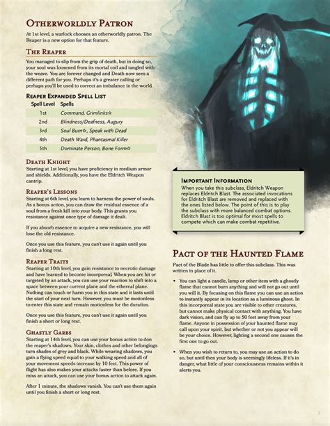 dnd 5e warlock subclasses.